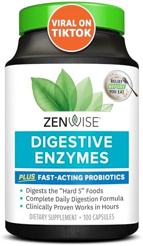 Zenwise Health Digestive Enzymes for Gut Health - Probiotic Multi Enzymes with Prebiotics and Probiotics for Women and Men for Digestive Health and Bloating Relief, Daily Enzymes for Digestion -100 CT