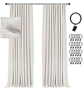 INOVADAY 100% Blackout Curtains for Bedroom 84 Inches Long, Clip Rings/Rod Pocket Linen Black Out...