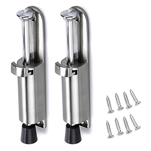 door stops for french doors - Sumnacon Kickdown Door Stops, Stainless Steel Easy Step Door Stopper, Spring Loaded Telescopic Step On/Off Door Stopper, Adjustable Heavy Duty Door Locks Holder Stop/Release by Foot, Silver