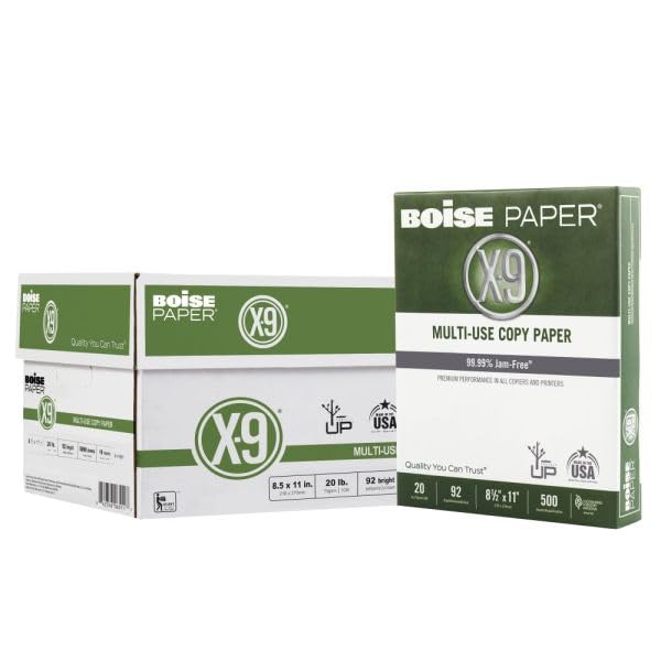 10 Reams of X-9 Multi-Use Printer & Copy Paper, White, Letter (8.5" x 11"), 5000 Sheets Per Case, 20 Lb, 92 Brightness, Case Of 10 Reams