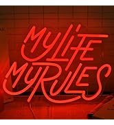 FAXFSIGN My Life My Rules Neon Sign Led Neon Lights for Wall Decor Bar Light Up Signs for Game Ro...