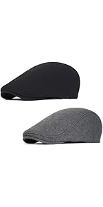 Malaxlx 2 Pcs Mens Womens Newsboy Flat Cap Beret Hat Ivy Irish Gatsby Driving Cabbie Hat