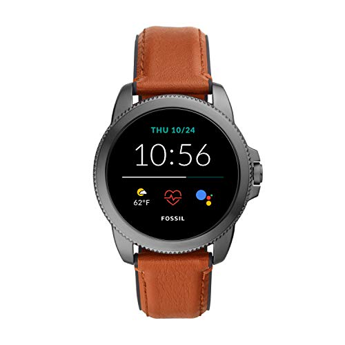 New Fossil Men's 44MM Gen 5E Stainless Steel and Leather Touchscreen Smart Watch, Color: Smoke, Brown (Model: FTW4055)