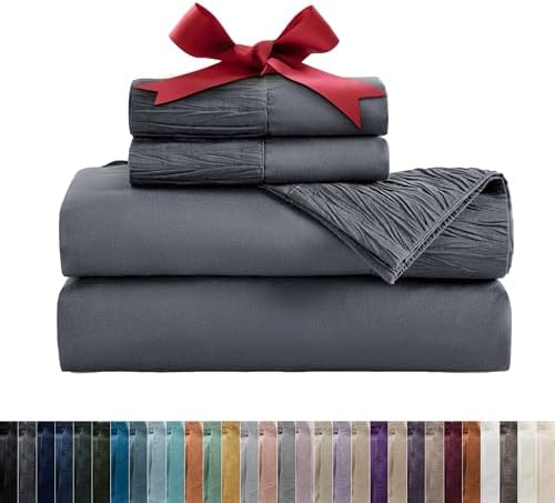 Bedsure Twin XL Sheet Sets Dorm Bedding - Soft Extra Long Twin Bed Sheets, 3 Pieces Hotel Luxury Grey Sheets Twin XL, Easy Care Microfiber Sheet Set