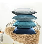 Set of 4 Velvet Throw Pillow Covers, Soft Square Home Decorative Cushion Cases Cozy Cushion Cover...