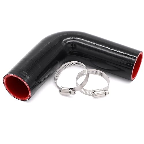 TuoLauthon 90 Degree 1-3/4inch(45mm) Elbow Coupler Hose,4-Ply Reinforced,Length 4inch(102mm) with 2PCS Clamps for Turbo/Intercooler/Intake Piping