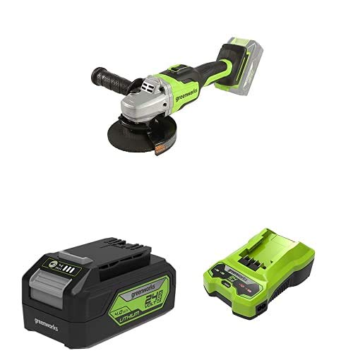 Greenworks 24V Brushless Angle Grinder + G24B4 Battery, 24 V, 4.0Ah GEN 2 + 24V 2A Universal Charger Gen 2