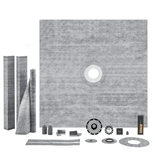 VEVOR Shower Curb Kit, 72"x72" Shower Pan Kit with 4"