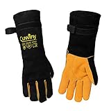 Welding Gloves, Cuwiny 1112°F Heat/Fire Resistant/Leather Forge Gloves, with Kevlar Stitching String, 16 inches Extra Long Sleeve and Fireproof Velcro,fit for Mig/Tig Welder/BBQ/Cooking/Cutting