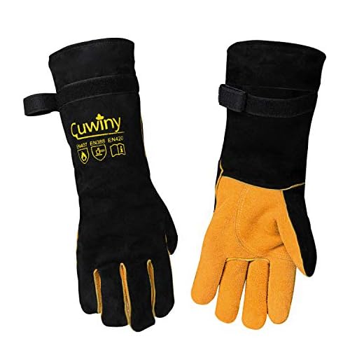 Welding Gloves, Cuwiny 1112°F Heat/Fire Resistant/Leather Forge Gloves, with Kevlar Stitching String, 16 inches Extra Long Sleeve and Fireproof Velcro,fit for Mig/Tig Welder/BBQ/Cooking/Cutting