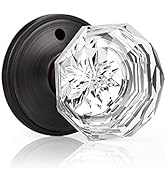 KNOBWELL Vintage Clear Crystal Door Knobs with Lock, Privacy Glass Door Knob for Bedroom and Bath...