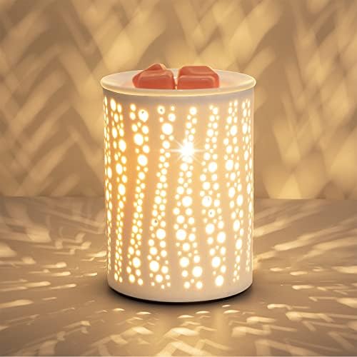 PALANCHY Wax Melt Warmer Ceramic Oil Burner Electric Candle Wax Warmer Burner Melter Fragrance Warmer for Home Office Bedroom Aromatherapy Gift & Decor 2 Bulbs Included Gift Box Packaged