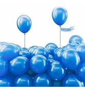 PartyWoo Blue Balloons, 50 pcs 5 Inch Pearl Azure Blue Balloons, Latex Balloons for Balloon Garla...