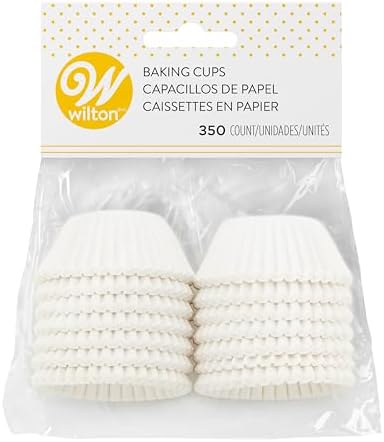 Wilton Mini Baking Cups - Use Mini Baking Liners for Baking Cupcakes or Muffins, Ideal for Holiday Candy and Nuts Too, White, 1.25-Inch Diameter, 350-Count