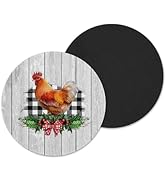 Christmas Chicken Plaid & Barnwood Rustic Design Coasters for Drinks Table Decor Festive Housewar...