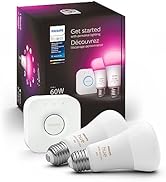 Philips Hue Smart Light Starter Kit - Includes (1) Bridge and (2) 60W A19 LED Bulb, White and Col...