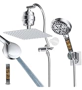 Hibbent All Metal 10'' Dual Filtered Rainfall Shower Head Combo, High Pressure Handheld Shower He...