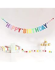 Hefoklu Happy Birthday Banner Geburtstagsdeko Pre-Strung Bunte Dekoration Girlande Erste Baby Dusche Regenbogen Party Supplies Papier Flagge Buchstaben für Erwachsene, Kinder, Mädchen, Frauen Deko