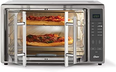 Oster Air Fryer Oven, 10-in-1 Countertop Toaster, Large Enough for 2 Pizzas, Stainless Steel French Doors, XL Sized