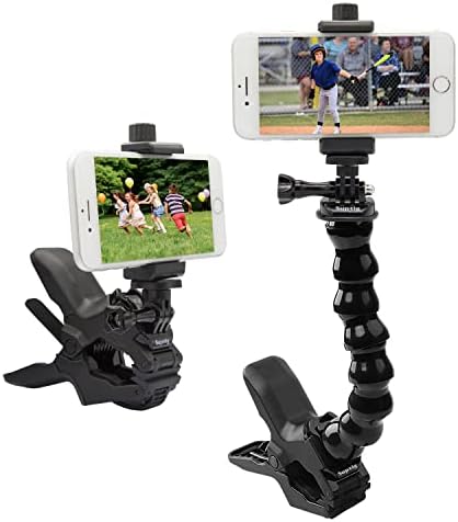 Suptig Phone Holder Desk Gooseneck Mount, Cell Phone Clamp Clip for Pole, Mobile Phone Mount Stand, Compatible for iPhone 14 Plus Phone 13 Pro Xs Max XR X 8 7 6 6s Plus and Other 4-7'' Device