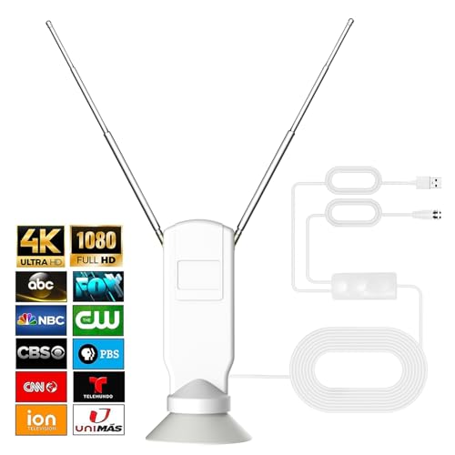 CXYHMG TV Antenna for Smart TV, 360° Reception Digital HD Antenna without Cable Indoor Outdoor, Support 4K/8K/1080p for Free Local Channels, with Super Signal Booster. (WHITE, Small)