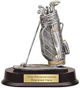 K2AWARDS Golf Bag Trophy - 7.5 inch Custom Golf Trophy with Engraved Plate