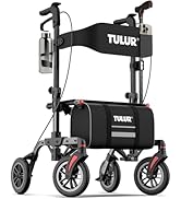 All Terrain Rollator Walkers with Seat and Brakes - TULUR Ultra Foldable Rolling Walker for Senio...