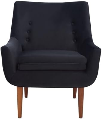 SAFAVIEH Home Collection Amina Mid-Century Modern Black Velvet Accent Chair