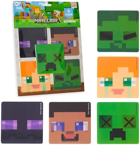 Amazon.com: Minecraft 3D Stickers for Kids, Pack of 5 Lenticular Motion ...