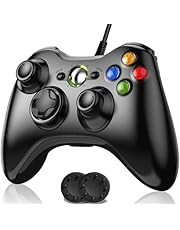 Elnicec Xbox 360 コントローラー 有線【2024新改良】xbox コントローラー PC ゲームパッド 有線ゲームパッド USB 高耐久ボタン 二重振動 人体工学 ジョイスティックをアップグレード Microsoft Xbox 360/Xbox 360 Slim/PC/Windows7/8/10対応 アシストキャップ 2枚付き(ブラック)