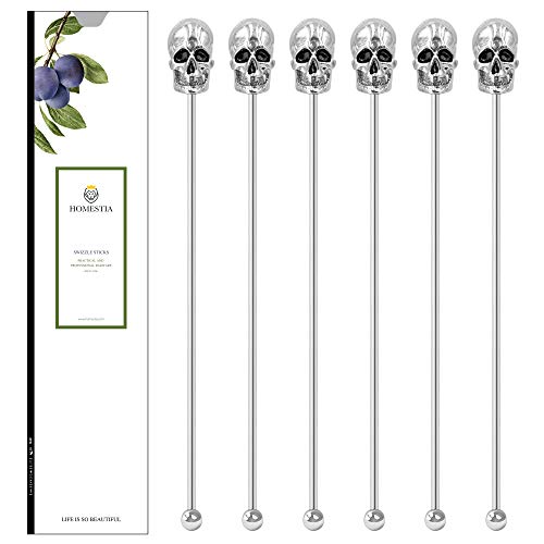 6 Pcs Skull Coffee Stirrers Swizzle Sticks Stainless Steel 8