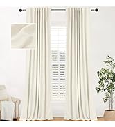 INOVADAY 100% Blackout Curtains for Bedroom 84 Inches Long 2 Panels Set, Back Tab/Rod Pocket Faux...