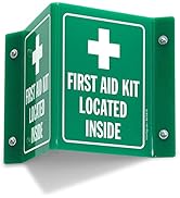 SmartSign “First Aid Kit Located Inside” Projecting Sign | 5" x 6" Acrylic