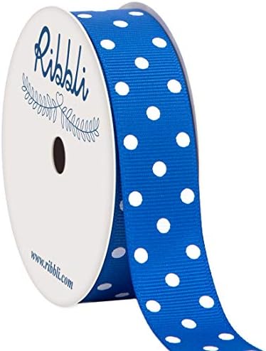 Ribbli Grosgrain Polka Dot Craft Ribbon,7/8 Inch,10-Yard Spool,Royal Blue with White Dots,Use for Hair Bows,Gift Wrapping,All Crafting and Sewing