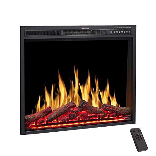 30 inch electric fireplace insert - R.W.FLAME Electric Fireplace Insert 30Inch with Adjuatble Flame Colors, Log Colors, Flame Speed and Brightness, Remote Control, 750W/1500W