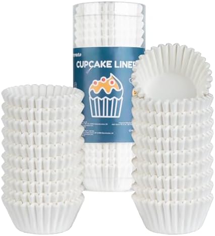 Parmedu 500pcs Paper Cupcake Liners: Mini Size 1.25 Inches Muffin Liners - White Baking Cups Cupcake Wrappers