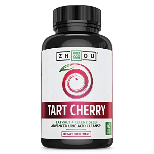 Zhou Tart Cherry Extract with Celery Seed | Advanced Uric Acid Cleanse for Joint Comfort, Healthy Sleep Cycles & Muscle Recovery | 30 Servings, 60 Veggie Caps