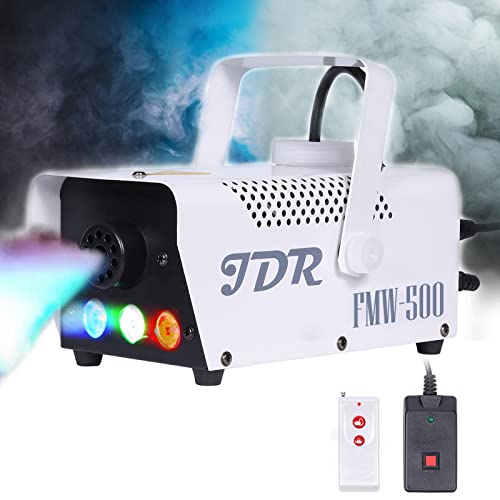 Fog Machine JDR Smoke Machine Controllable LED Light 500W and 2000CFM Fog Disinfection with Wireless and Wired Remote Control for Weddings, Halloween,Parties or Disinfection,with Fuse Protection