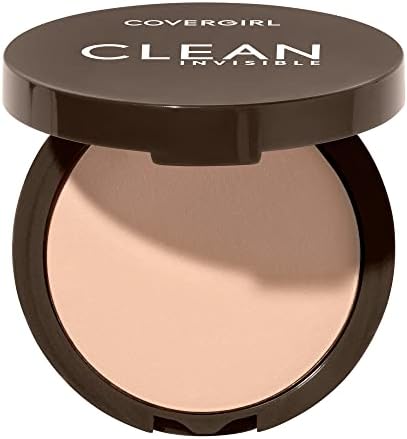 Covergirl Clean Invisible Pressed Powder, Lightweight, Breathable, Vegan Formula, Creamy Natural 120, 0.38oz