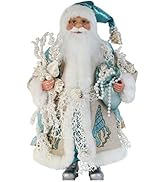 Windy Hill Collection 16" Inch Standing Aquamarine Santa Claus Christmas Figurine Figure Decorati...