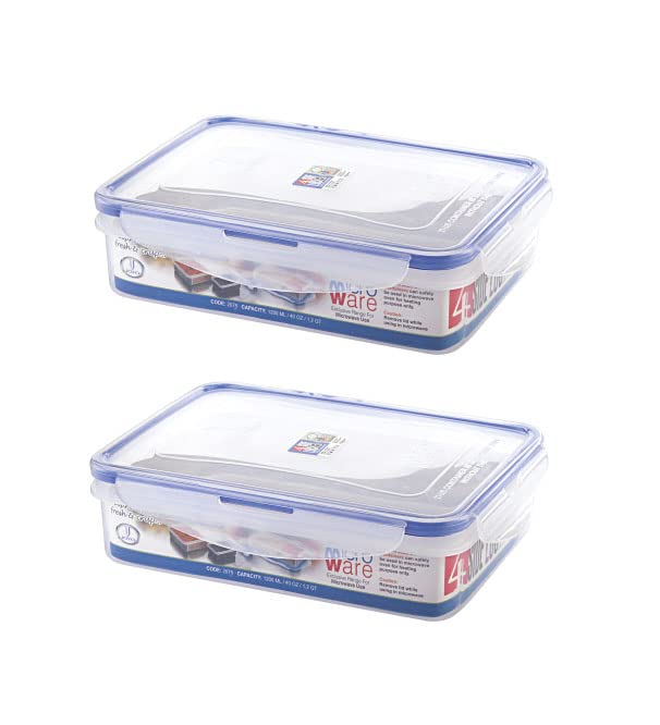 JOYO 4side Locked Airtight Foodgrade Rectangle Container (lunch Box) 1200 ml (Set of 2)+ 200Ml (Set of 2)