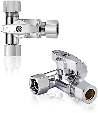 Pronese Lead-Free Brass 1Pcs Chrome-Plated Add-A-Tee 3-Way,3/8 Inch x 3/8 Inch x 1/4 Inch Angle Stop Valve For Reverse Osmosis Water Filters,Ice Maker,Refrigerator