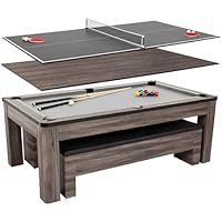  Atomic Hampton 3-in-1 Combination Table Includes Billiards, Table Tennis, & Dining Table