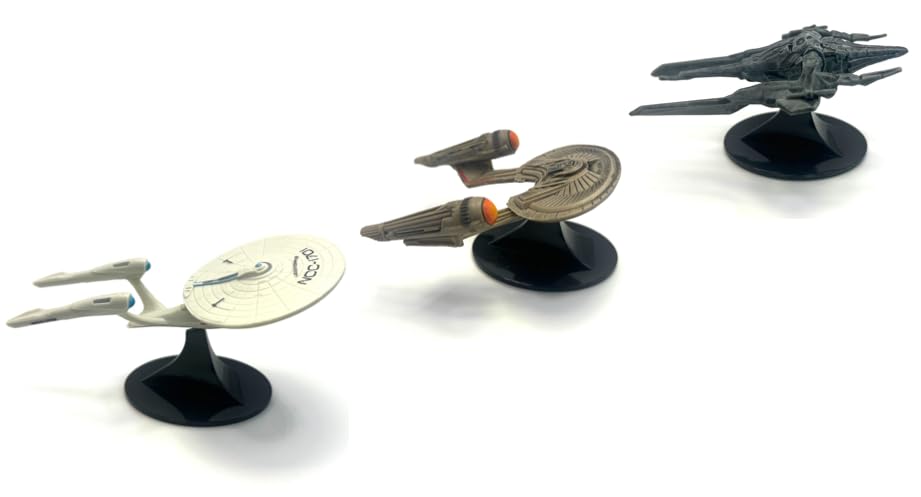 Star Trek Starship 3-Pack Collection: U.S.S. Enterprise NCC-1701 / U.S.S. Franklin/Swarm Ship Replicas with Pedestals/Stands 3-Inch and 4-Inch, Varies