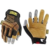 Mechanix Wear: M-Pact Durahide Leather Framer Work Gloves, Fingerless Design, Work Gloves with Im...