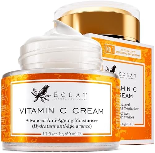 Vitamin C Face Cream - Vitamin C Cream with 2.5% Hyaluronic Acid + 2% Squalane, Vitamin C Moisturizer for Face, Brightening Cream to Reduce Uneven Skin Tone and Wrinkles, Antioxidant Firming Cream