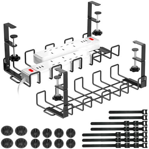 WELDUN No Drill Under Desk Cable Management Tray Kit, Metal Cable ...