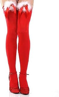 PrettyLoveHose Bas Voile Rouge Mere Noël Noeud Grelots, Rouge, Taille Unique T1 à T3 (36-38-40)