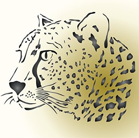 Cheetah Head Stencil - 20 x 16.5cm (S) - Reusable African Big Cat Animal Wildlife Stencils for Painting