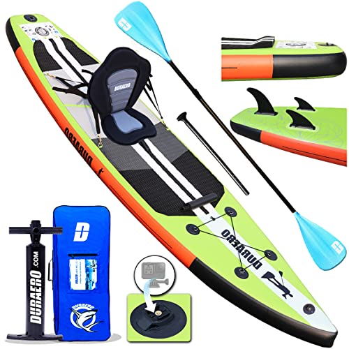 Stand up Paddling Board Aufblasbare SUP Board Set, inkl. Kajak Sitz, 330x76x15cm, Tragkraft bis 150Kg, Cam Halterung, Integrierte Kick-Pad, 3 Finnen, Verstellbares Doppel-Paddel, Komplettes Zubehör